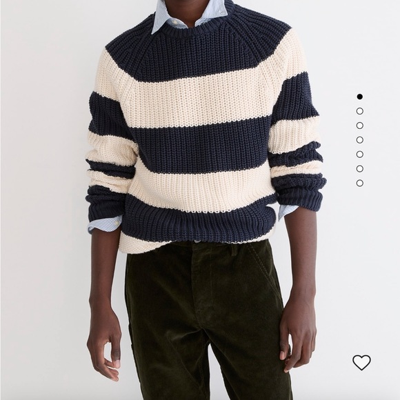 J. Crew Heritage cotton shaker-stitch crewneck sweater in stripe - Picture 3 of 7